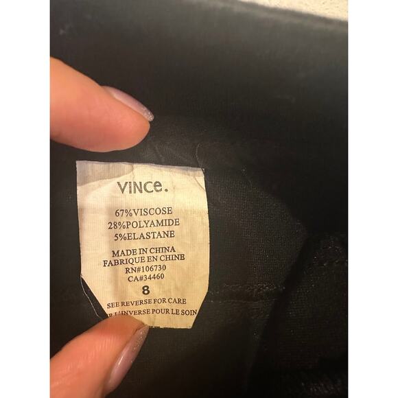 VINCE. Black Snap Zip Closure Faux Zip Front Pockets Straight Cigarette Pants 8 - Picture 6 of 10